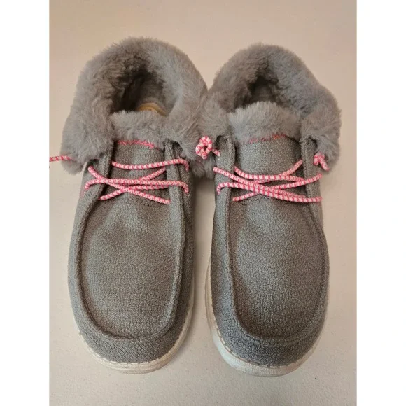 Hey Dude Women's Britt Boho Fur Lined Slip On Shoes‎ Gray Pink Size 11 - Picture 2 of 7
